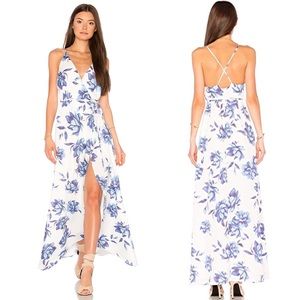 Yumi Kim Blue Bell Floral Rush Hour Wrap Maxi Dress S
